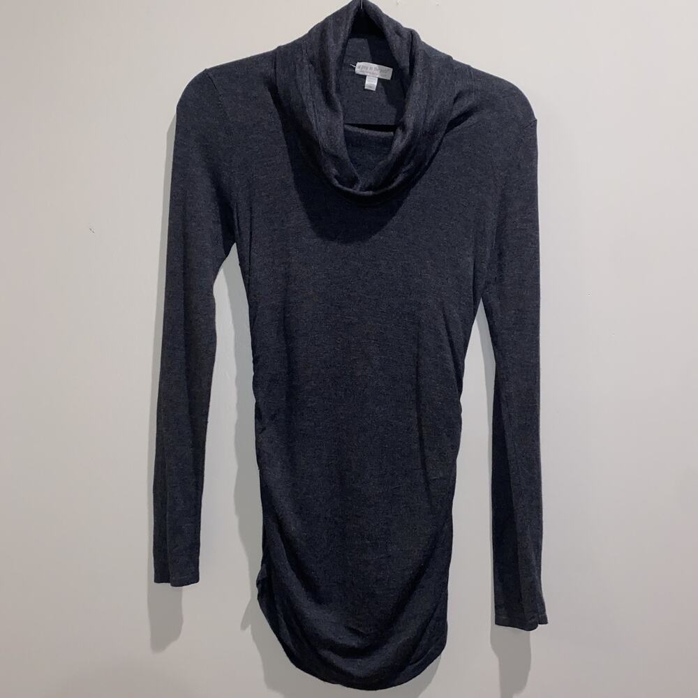 A PEA IN THE POD Maternity XS Cowl Neck Gray Sweater Silk Cashmere Fall Winter